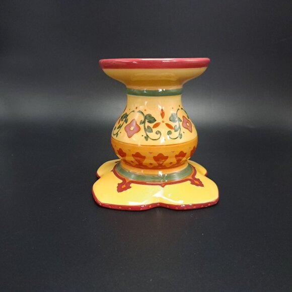 Partylite Tuscan Bohemian Spice Candle Taper Holder Ceramic Floral Design - Picture 2 of 12